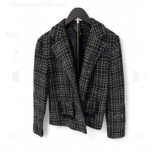 rave Black and White Tweed Blazer Jacket